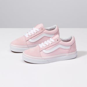 Vans Kiz Çocuk Spor Ayakkabı Suede Canvas Old Skool Pembe/Beyaz | 32980-548